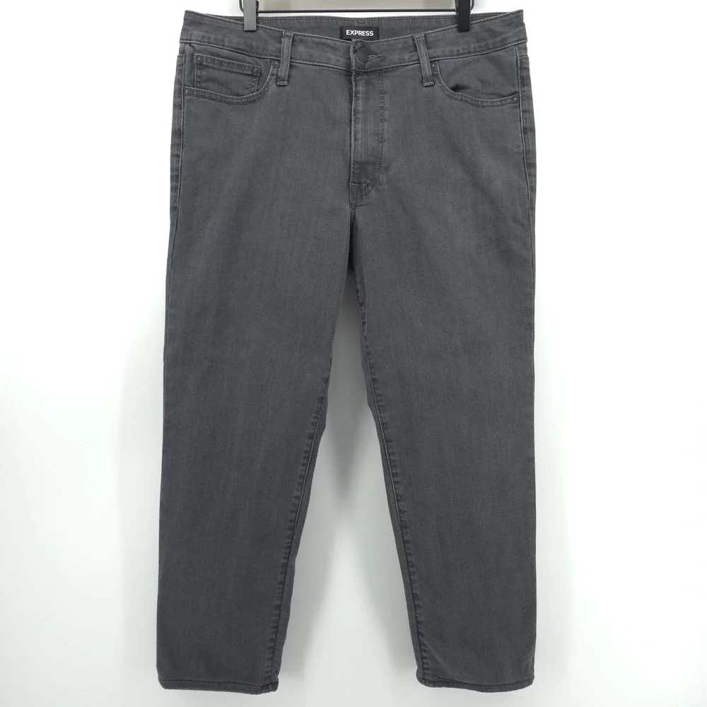 Express Mens Jeans Conscious Edit Hyper Stretch 34x32 Grey Slim Fit Denim